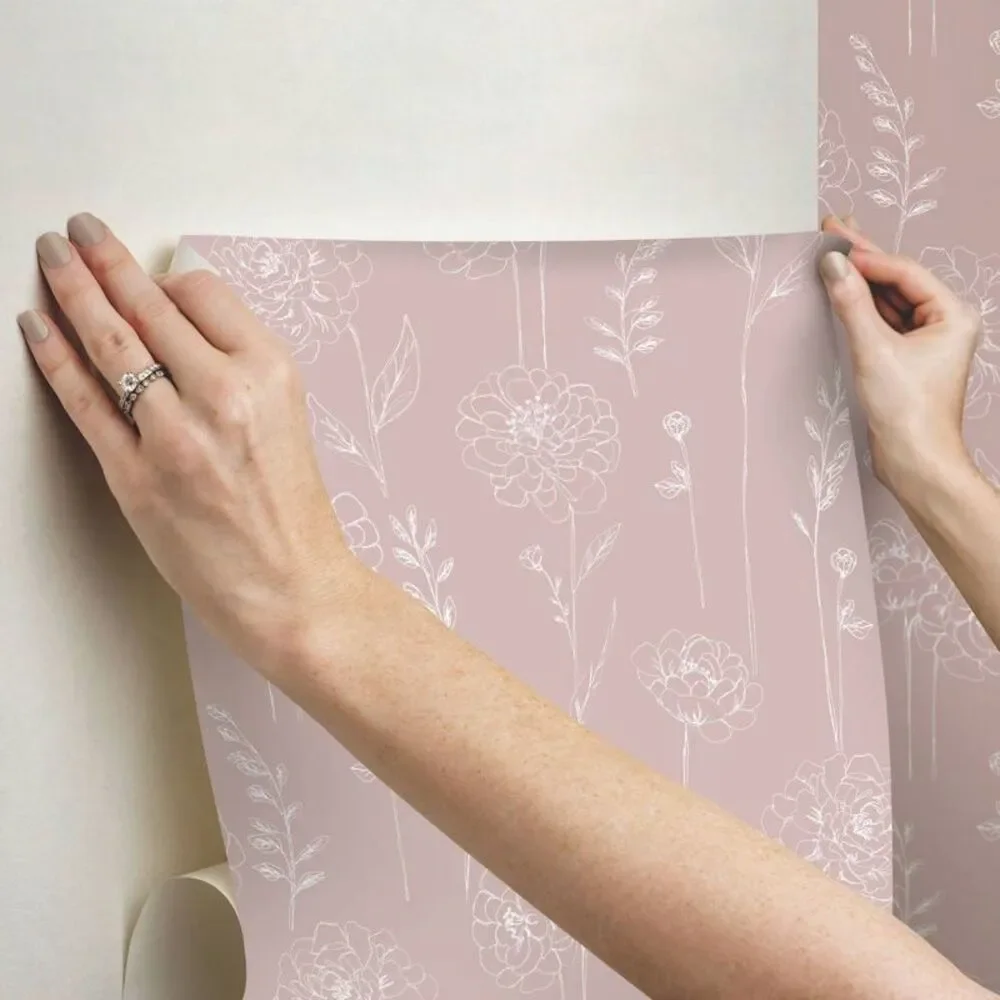 Maisey Peel and Stick Wallpaper Pink - Removable Vinyl Abstract 30.8 Sq Ft